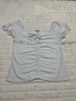 White eyelet lace blouse size L