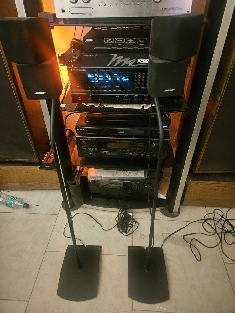 Bose Double Dual Cube Speakers With Stands