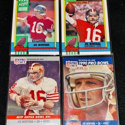 4x Joe Montana 1990 NFL Cards 