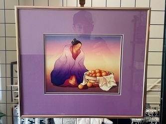 Vintage R.C. Gorman Framed Native American Art Print – "Naranja"