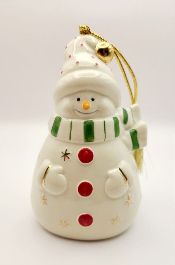 Lenox Snowman Recordable Ornament 1-Minute Digital Voice 5.25"H + Box