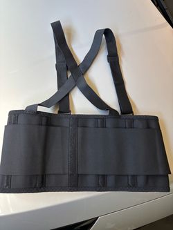 Black Back Support Belt with Suspenders
