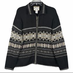 Vintage Heirloom Collectibles Full Zip Sweater Nordic Fair Isle Women's Size M