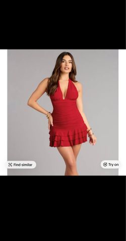 Red mini halter top dress