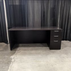 OFS Dark Brown Three-Drawer Office Desk