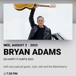 2 Tickets To Bryan Adams with special guest: Joan Jett and the Blackhearts