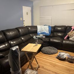 Large Brown Leather Couch