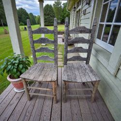 Rustic Farmhouse Antique Ladder Back Wood Chairs 17"×19"×43" 