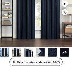 4 pack Brand new Eclipse blackout curtains 37"x84" Dark Blue