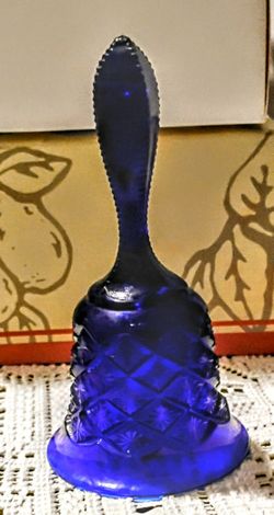 Vintage Cobalt Blue Glass Dinner Bell