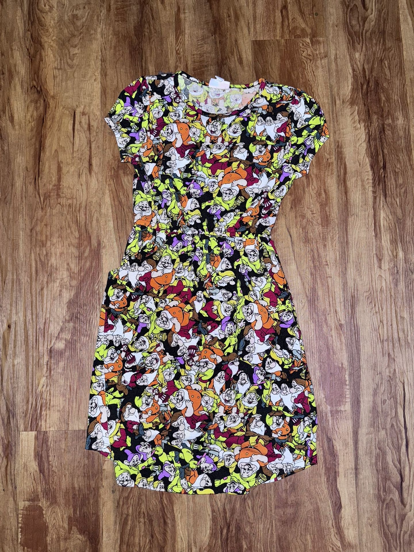 Disney LuLaRoe Girls Size 12 Snow White Dwarfs Midi Dress all over print with po