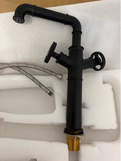 Ruth Industrial Pipe Bathroom Vessel Sink Faucet Matte Black