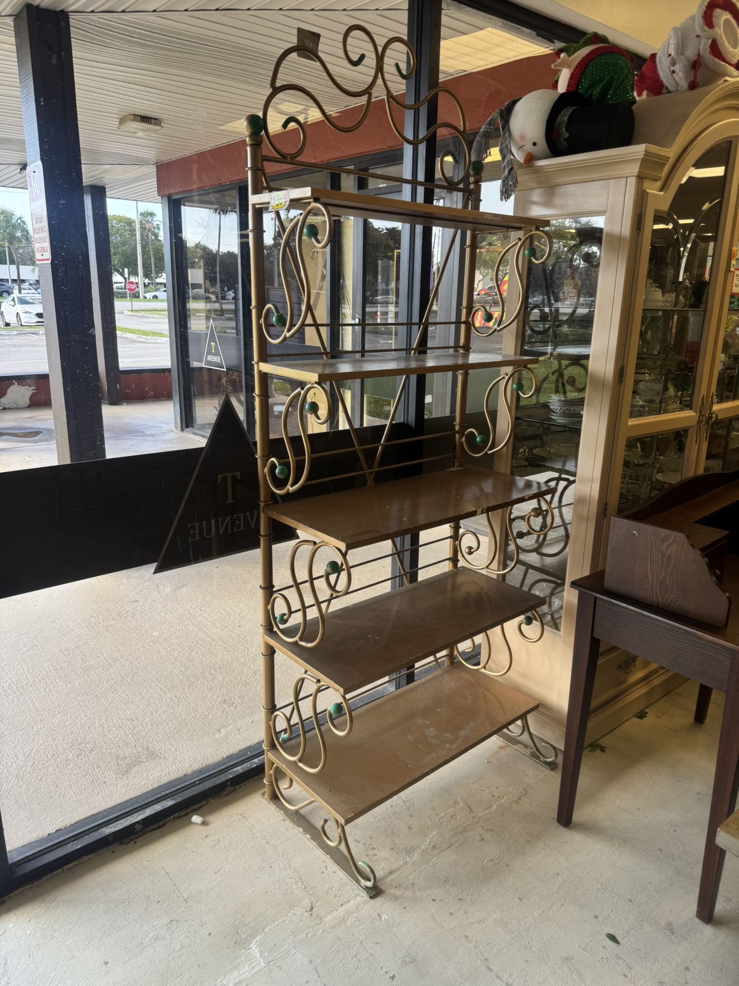 Mid Century French Gilt Wrought Iron Bakers Rack - 33” x 15” x 82” - Retail: $2200