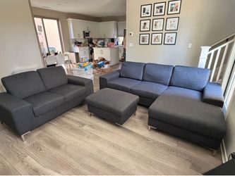 Dark gray 3 Piece Sofa Set