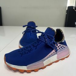 adidas Pharrell Williams Hu NMD Blue Orange Mesh Low Top Lace Up Sneakers