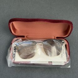 New Gucci Brown and Gold Square Sunglasses