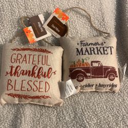 Perfect Harvest 2pk Door Knob Pillows, Grateful, Pumpkin Market 