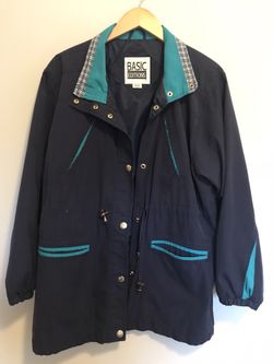 Basic Editions Men’s Medium Vintage And Rare Field Jacket Dark Blue and Turquoise Color Like New Condition No Flaws
