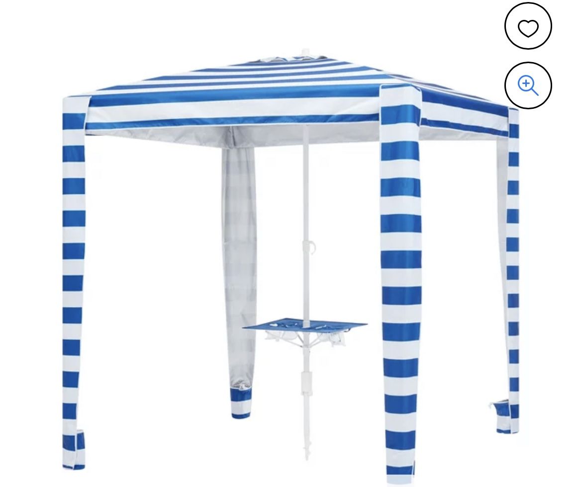 Mainstay 6ft Square cabana with umbrella with table