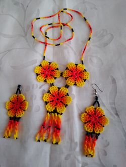 Necklace And Earrings Yellow And Orange
