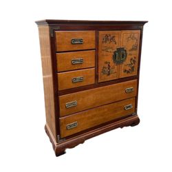 Vintage Campaign Asian Ornate Bar Cabinet Armoire Hutch 