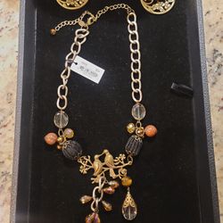 Cookie Lee "Lovebirds" Crystal necklace & Earrings