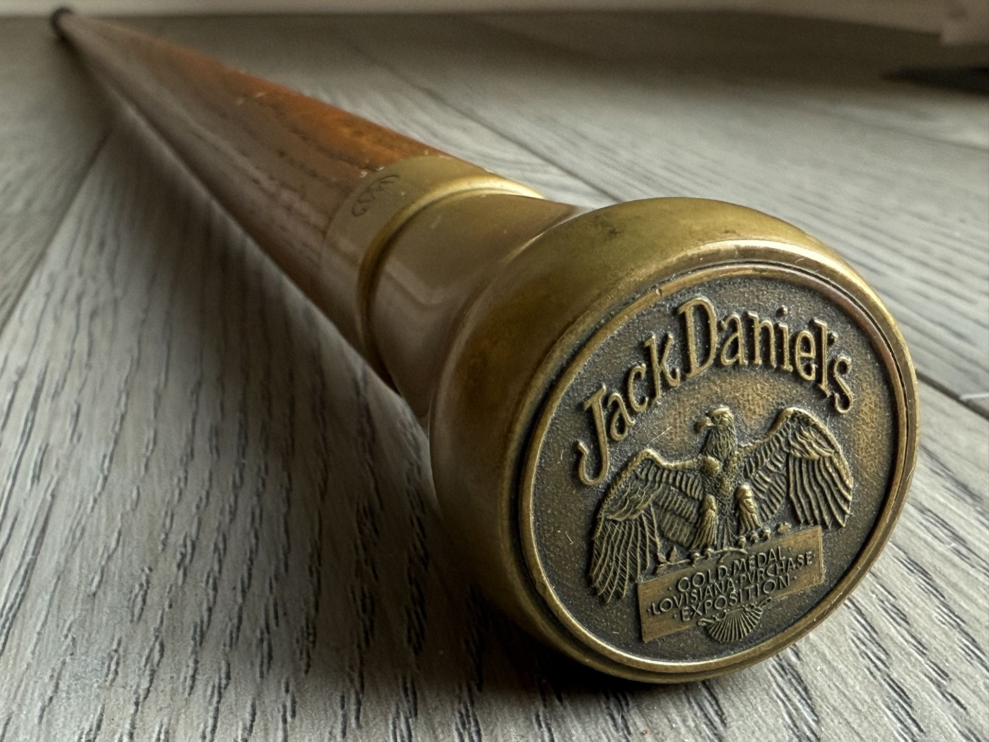 Vintage Jack Daniels Walking Stick With Brass Knob