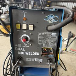 Blue Chicago Electric MiG Flux Wire Fed Welder set