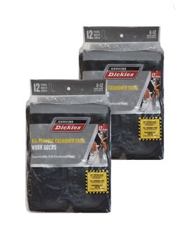 Dickies Crew Work Socks 24-Pack Bundle