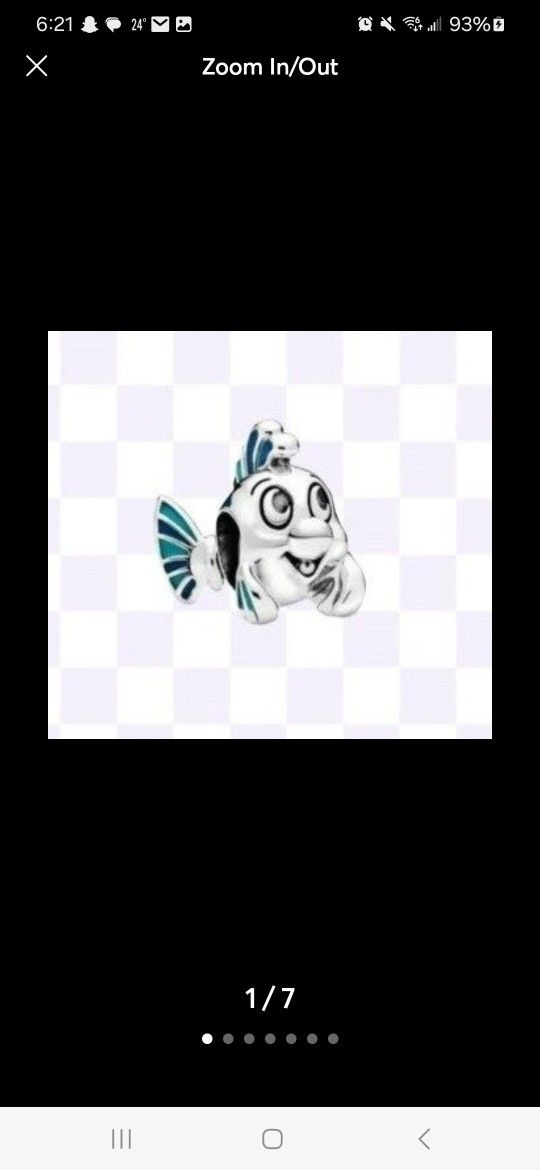 NEW Flounder The Little Mermaid Charm. Silver with Blue & Black Enamel. Please see all pictures as part of the description. Please check out my sp