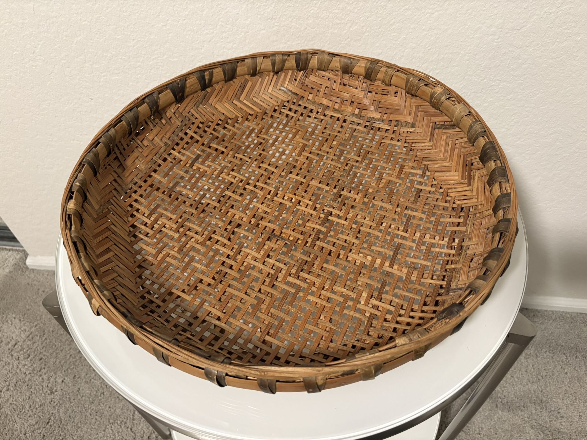 16” Vintage Winnowing Basket Handwoven