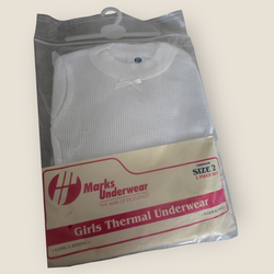 Marks Underwear Girls Waffle Thermal Fabric 2-piece Set Size 2T In White