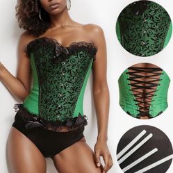 Vintage J acquard Corset Lace Up B ustier