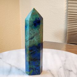 0.7 Lb (323g) Azurite Tower Quartz Crystal 