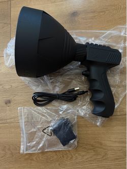 SPIKA Waterproof Handheld Rechargeable Spotlight for Hunting,1200 Lumen Long Searchlighting Distance 600 Meters 10 Hours Run Time Flashlight with USB 