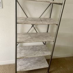 Modern White And Silver Marble Shelf 5 Tiers