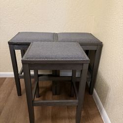 Set of 3 Counter-Height Upholstered Stools – Excellent Condition