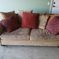 Comfortable 7 Ft Tan Sofa