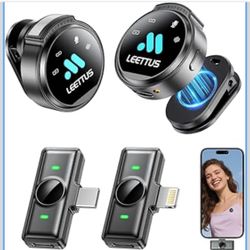 Mini Microphone for iPhone 17/16/15-7/Android/Tablet,Lavalier Wireless Microphones with Dual Receivers, DSP Noise Cancellation,Magnetic Clip,18H, Idea