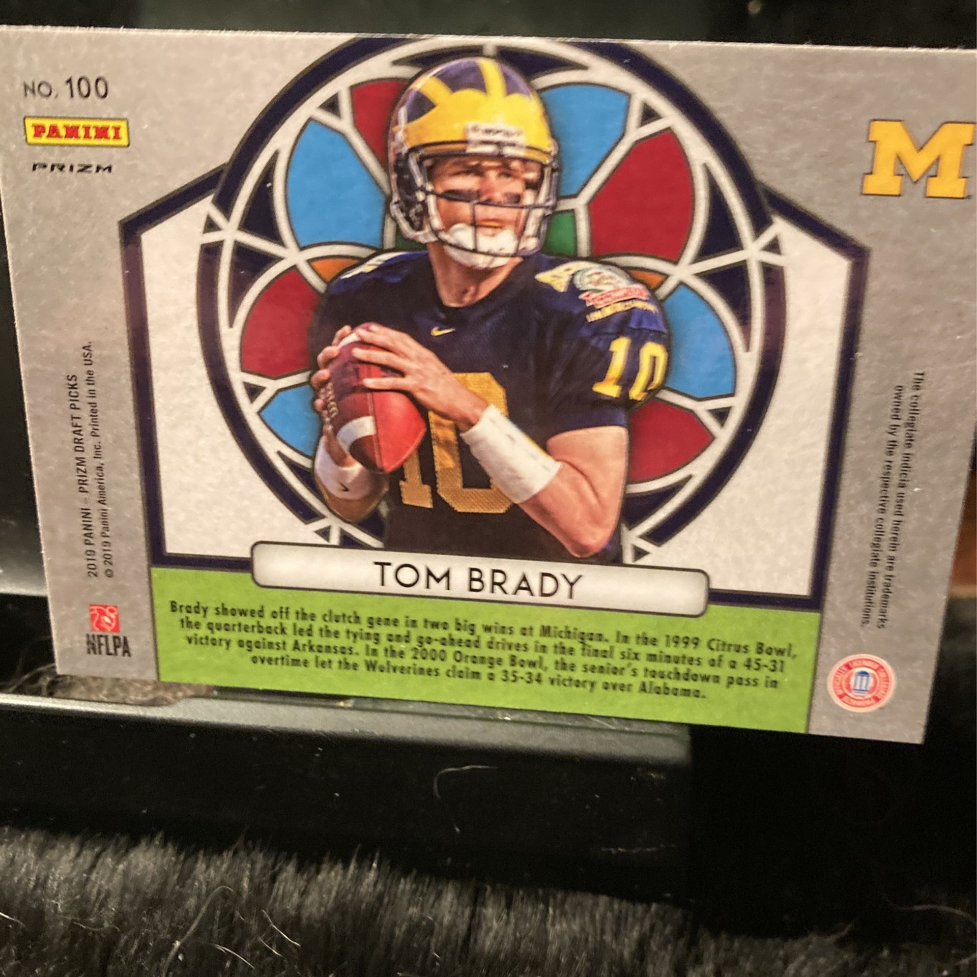 Tom Brady PANINI PRIZM DRAFT PICKS MICHIGAN STAINED buy GLASS EMBOSSED CAR