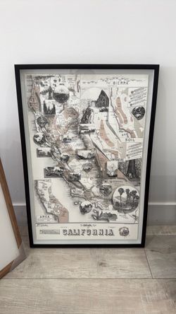Framed Unique Map of California Print