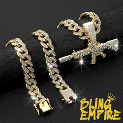 🔥 Iced Out Rifle Pendant – Gold & Silver Options 💎