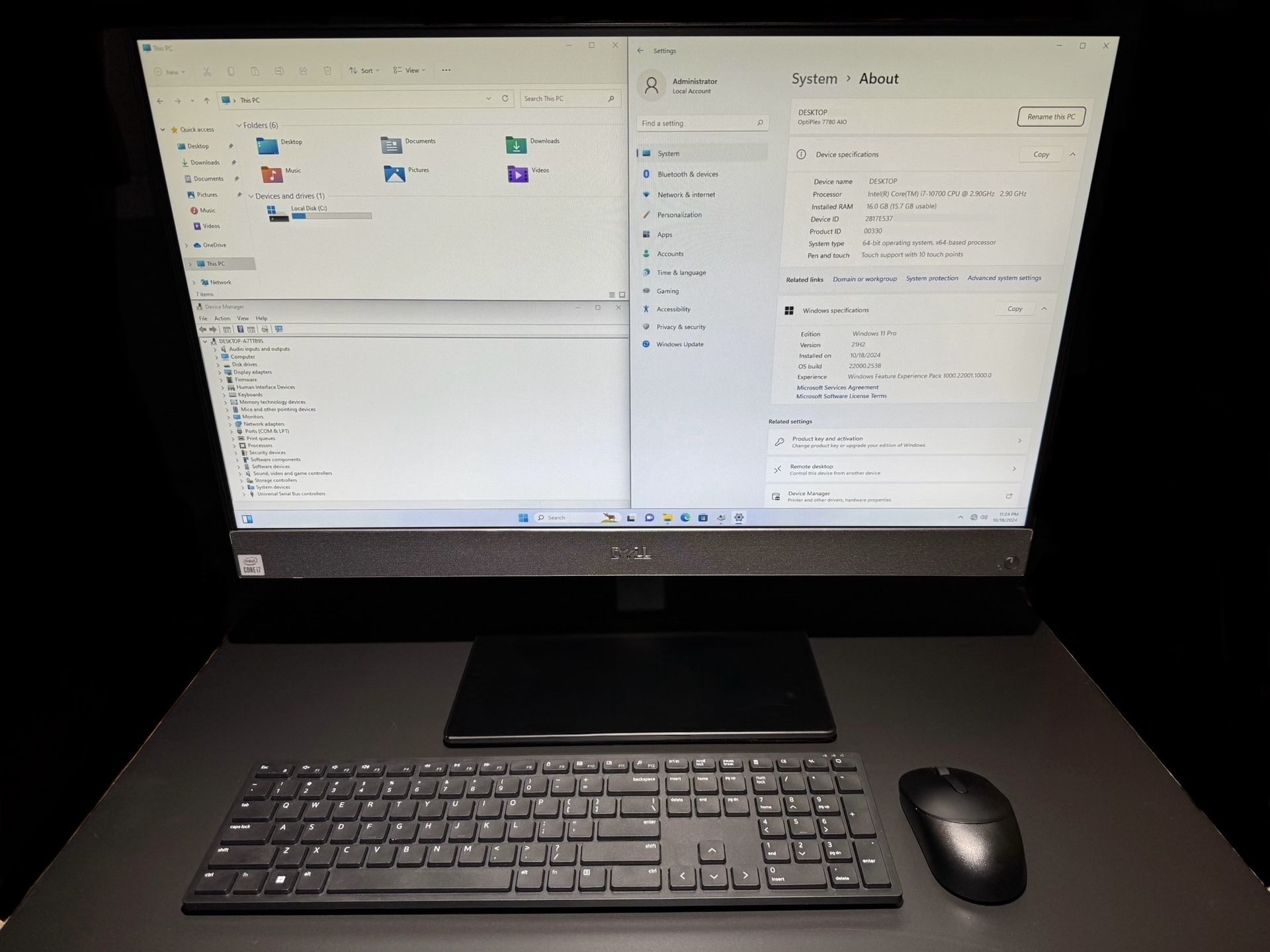 DELL OPTIPLEX 7780 27" TOUCHSCREEN ALL IN ONE,  i7, 16GB DDR4, 480GB SSD, WIN11 PRO