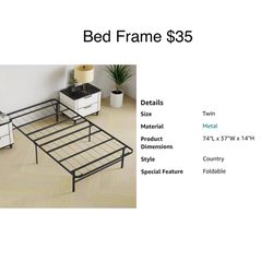 Twin Bed Frame 14”