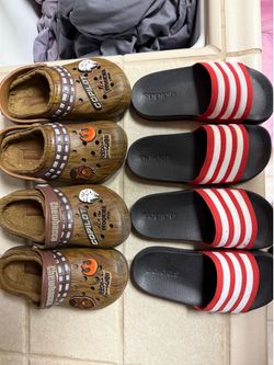 Kids barely worn Star Wars crocs and adidas slides