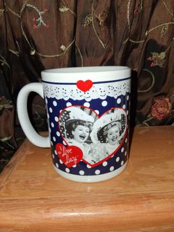 Coffee Cup I love Lucy. White, black and red.