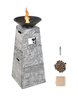 New in box! 48 Inch Tall Patio Propane Fire Pit Tower, Patiojoy Outdoor Propane Fire Bowl Column with Stainless Steel Burner, Protective Cover & Lava 