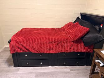 Black Twin Bed Frame with Storage Drawers