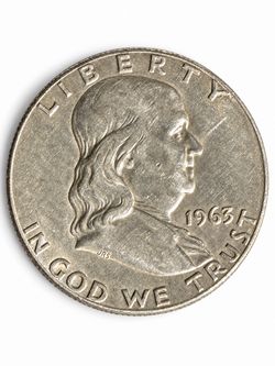 1963 Franklin Half Dollar 90% Silver No Mint Mark Philadelphia US Coin