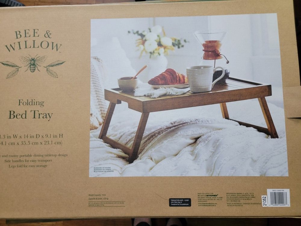 Folding Bed Tray Walnut Wood New